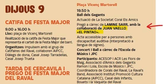 Programa festes Raval 2026 Juan Vaello el Pintao recita poemas